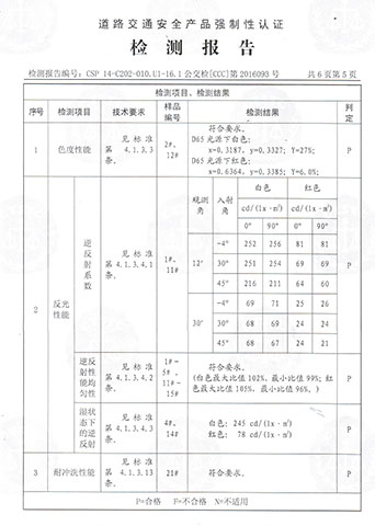 車(chē)身反光標(biāo)識(shí)—道路交通安全產(chǎn)品強(qiáng)制性認(rèn)證檢測(cè)報(bào)告